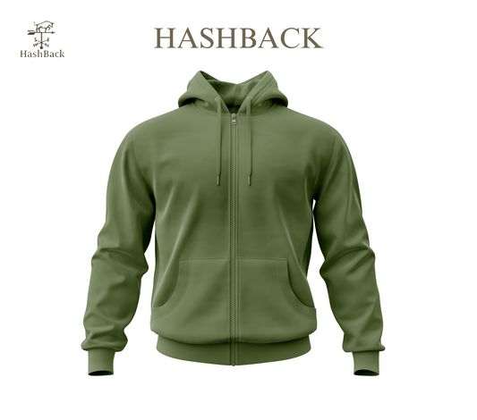HashBack Plain Zipper Hoodie D14 GREEN
