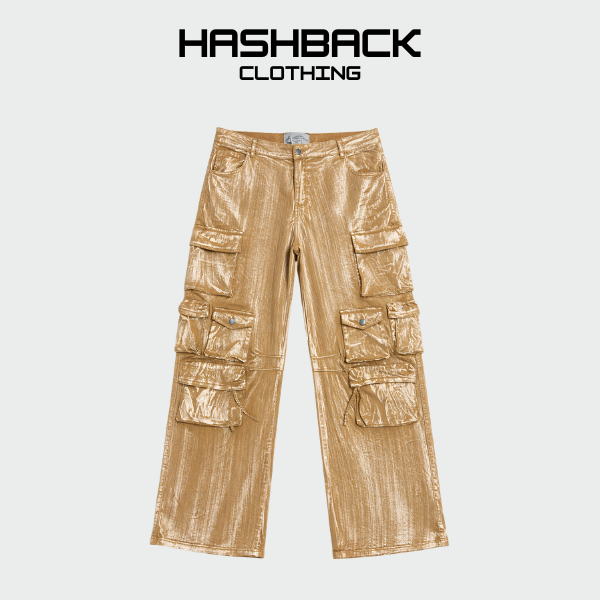 Women's Multi Pocket Baggy Cargo Pants - Acid Washed Cotton