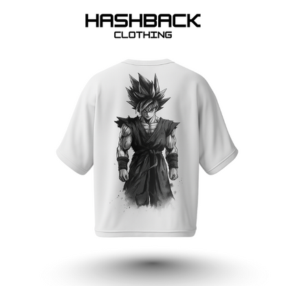 Hashback Drop shoulder Unisex Anime T-shirt White
