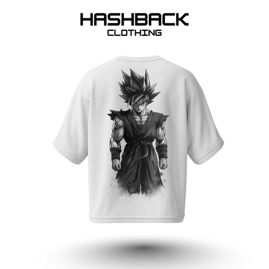Hashback Drop shoulder Unisex Anime T-shirt White