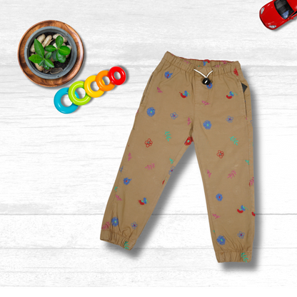 Kids Cotton Embraided Joggers