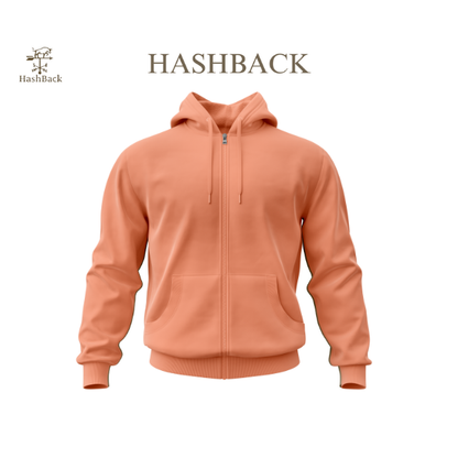 HashBack Plain Zipper Hoodie 16 ORANGE