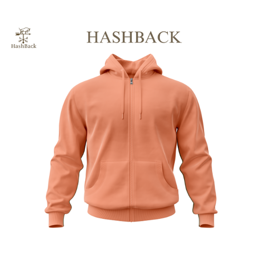 HashBack Plain Zipper Hoodie 16 ORANGE