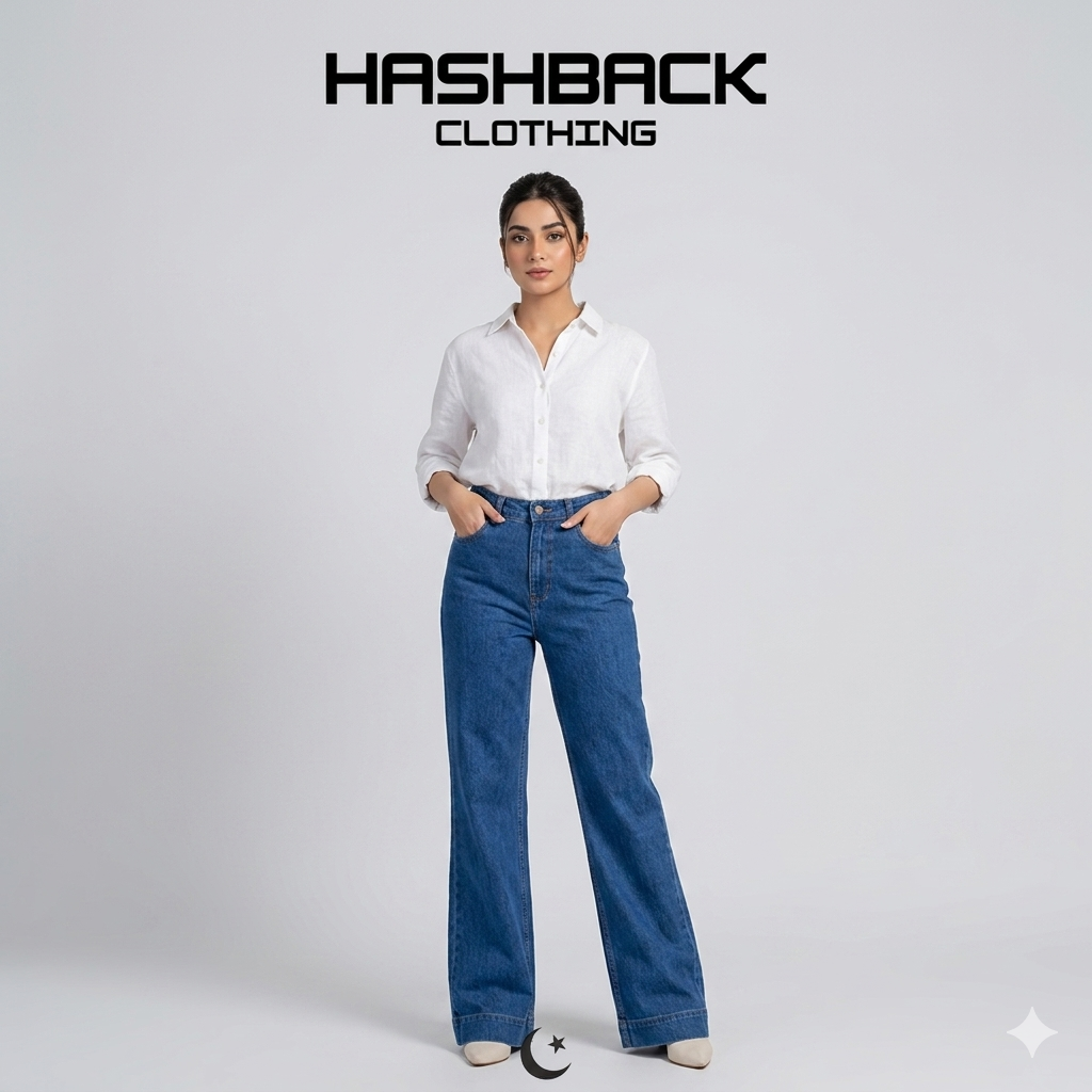 Women's Dark Blue Boot Cut Pants - Mid Rise