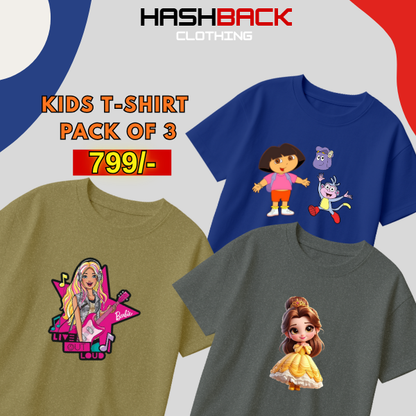 Pack of 3 Girls Printed T-Shirts