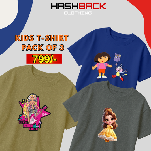 Pack of 3 Girls Printed T-Shirts