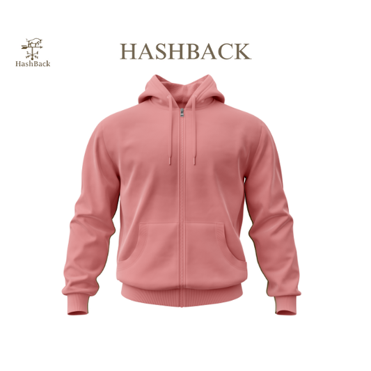 HashBack Plain Zipper Hoodie 17-PINK