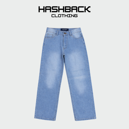 Boys Wide Leg Denim Pants - Light Blue