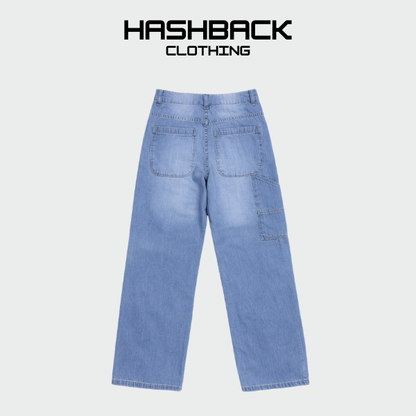 Boys Wide Leg Denim Pants - Light Blue