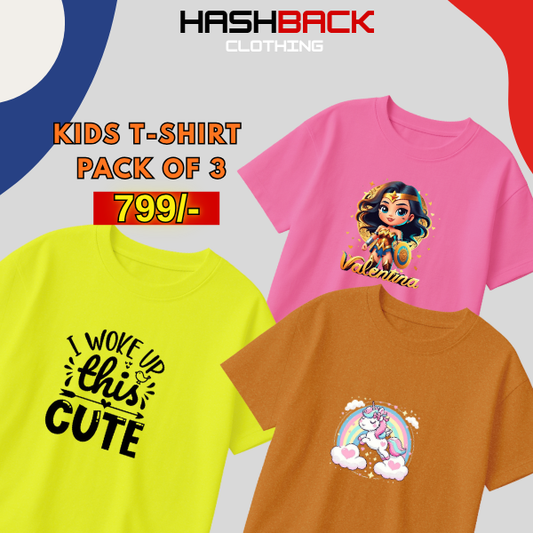 Pack of 3 Girls Printed T-Shirts