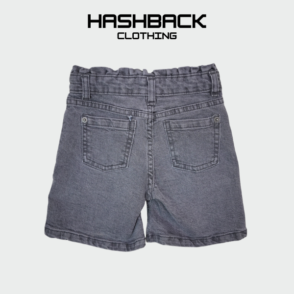 Girls Grey Denim Shorts with Butterfly Embroidery