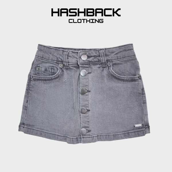 Girls Denim Shorts - Button Front Mid Waist | HashBack Clothing