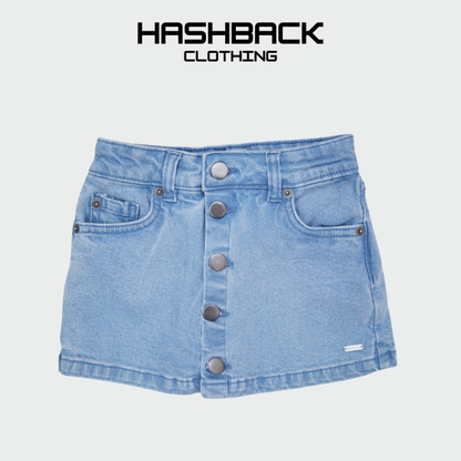 Girls Denim Shorts - Button Front Mid Waist | HashBack Clothing