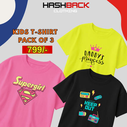 Pack of 3 Girls Printed T-Shirts