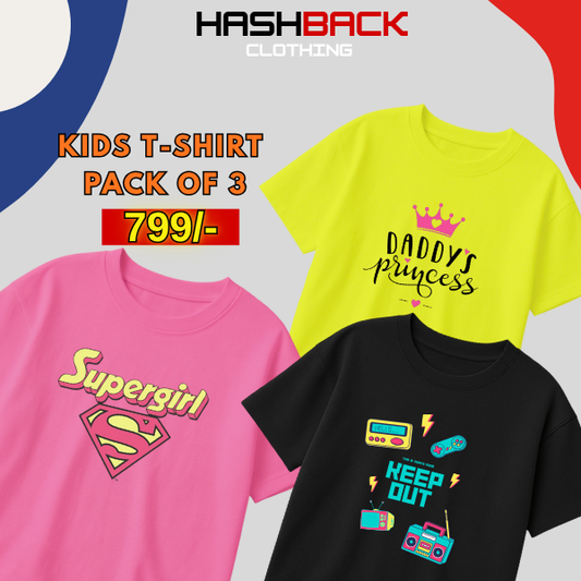 Pack of 3 Girls Printed T-Shirts