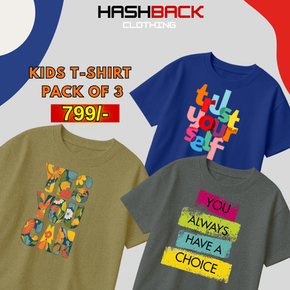 Pack of 3 Girls Printed T-Shirts