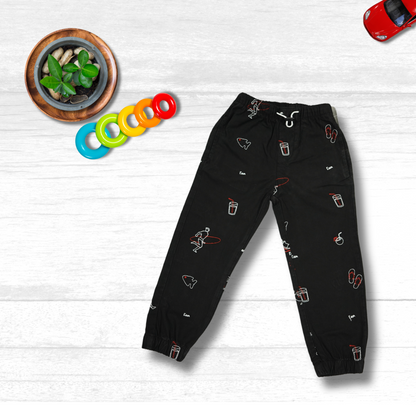 Kids Cotton Embraided Joggers
