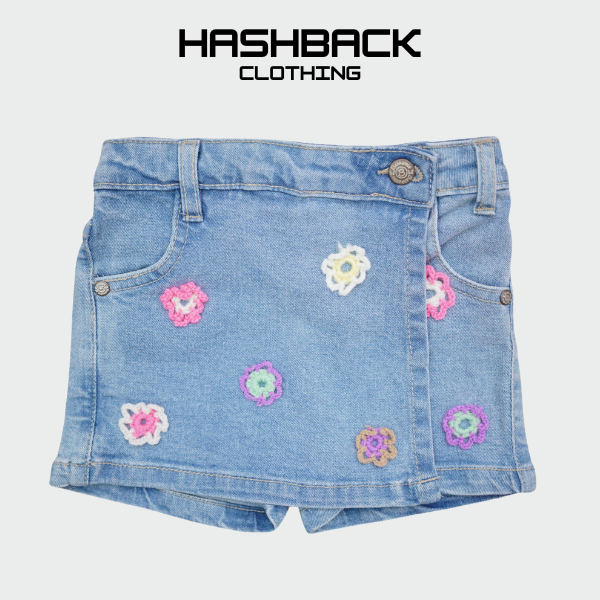 Girls Embroidered Denim Shorts
