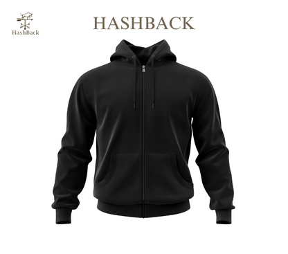 HashBack Plain Zipper Hoodie Black