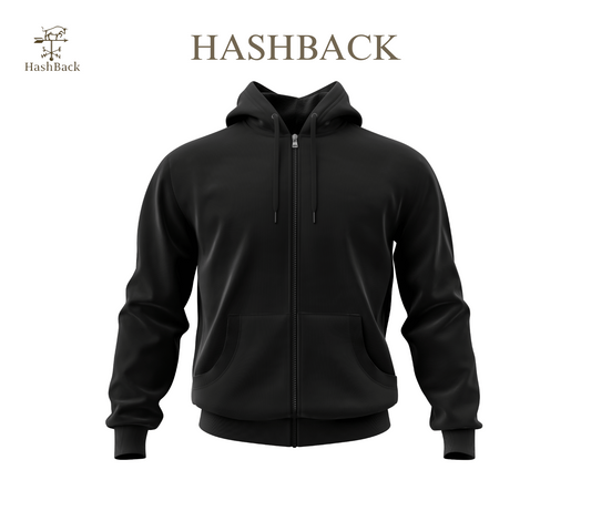 HashBack Plain Zipper Hoodie Black