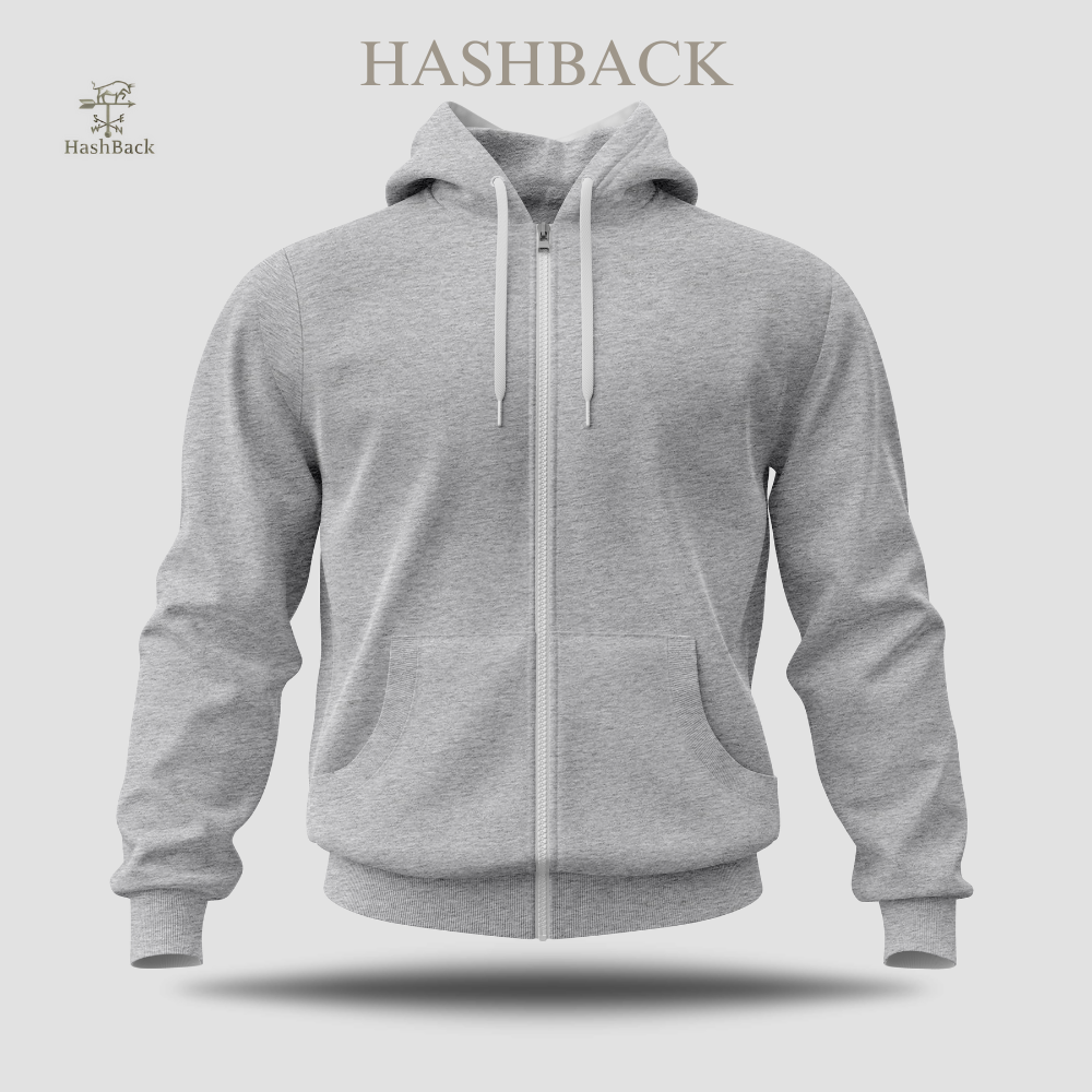 HashBack Plain Zipper Hoodie HEATHER-21