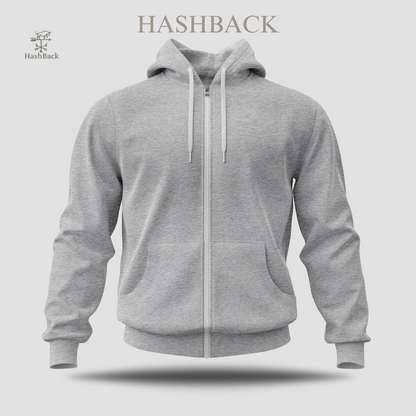 HashBack Plain Zipper Hoodie HEATHER-21