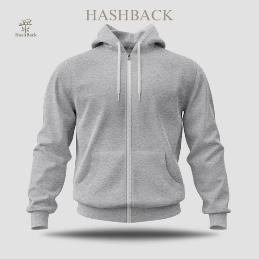HashBack Plain Zipper Hoodie HEATHER-21