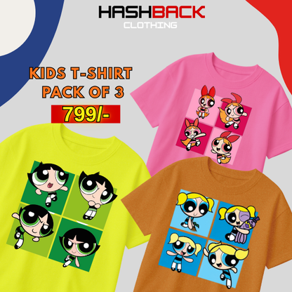 Pack of 3 Girls Printed T-Shirts