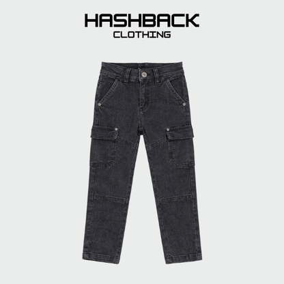 Kids Cargo Pants - Washed Denim Pant | Unisex Streetwear (2-10 Yrs)
