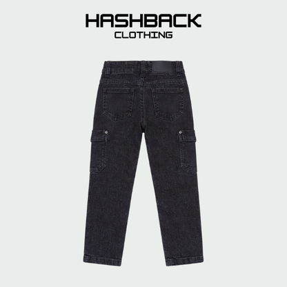 Kids Cargo Pants - Washed Denim Pant | Unisex Streetwear (2-10 Yrs)