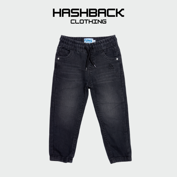 Kids Soft Washed Denim Trousers - Unisex Elasticated Jogger Pants