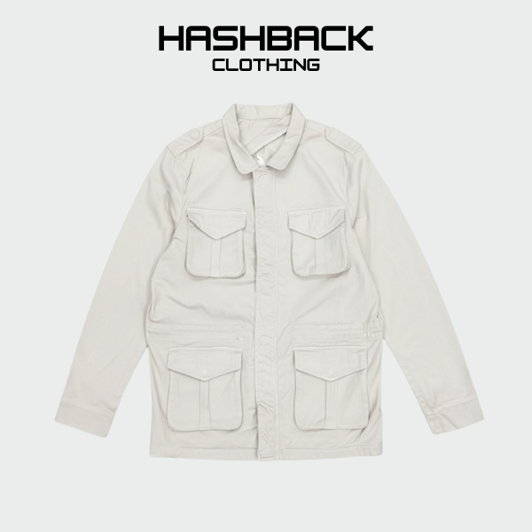 White Utility Cargo Jacket - Premium 4 Pocket Field Jacket for Men | Cotton Streetwear