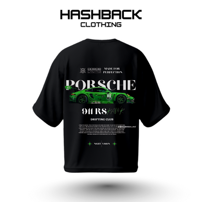 Hashback Drop Shoulder Unisex Porsche T-shirt BLACK