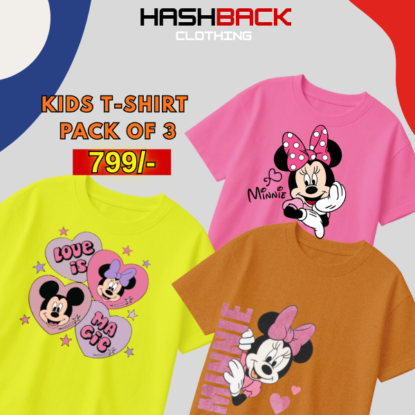 Pack of 3 Girls Printed T-Shirts