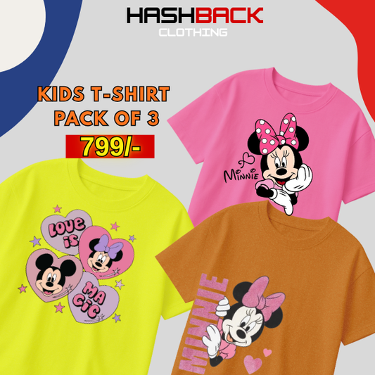Pack of 3 Girls Printed T-Shirts