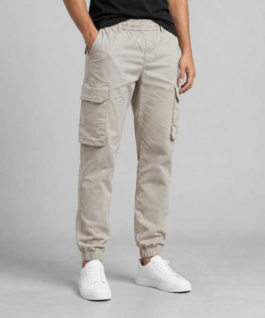 Men's Cargo Pants – Relaxed Fit with Elastic Waist