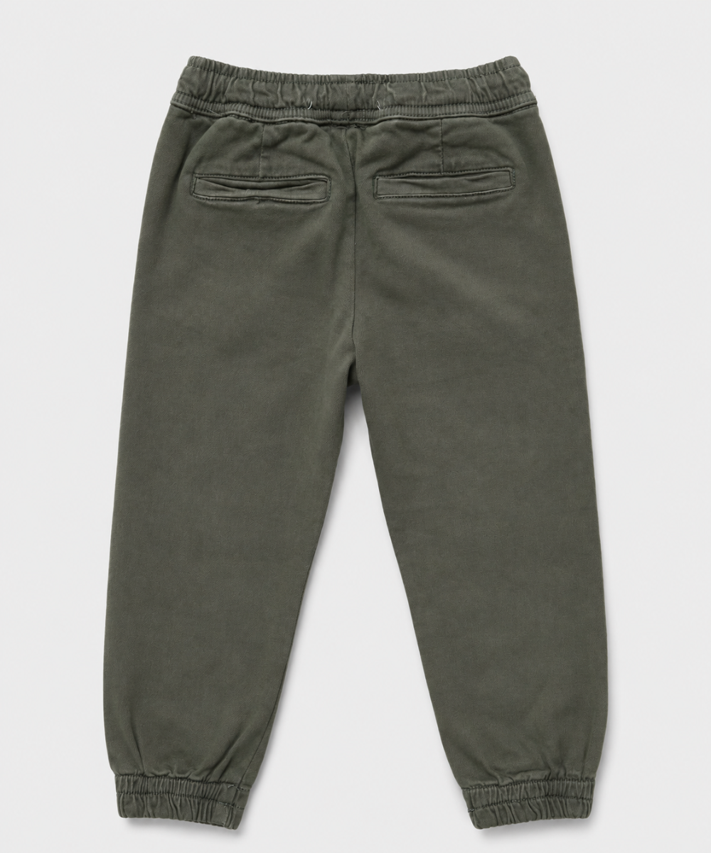 Boys cargo jogger trousers olive back view