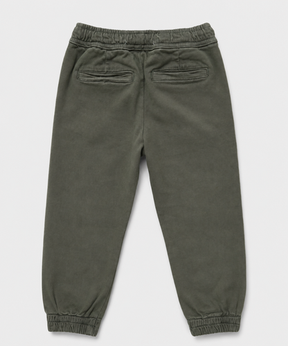 Boys cargo jogger trousers olive back view