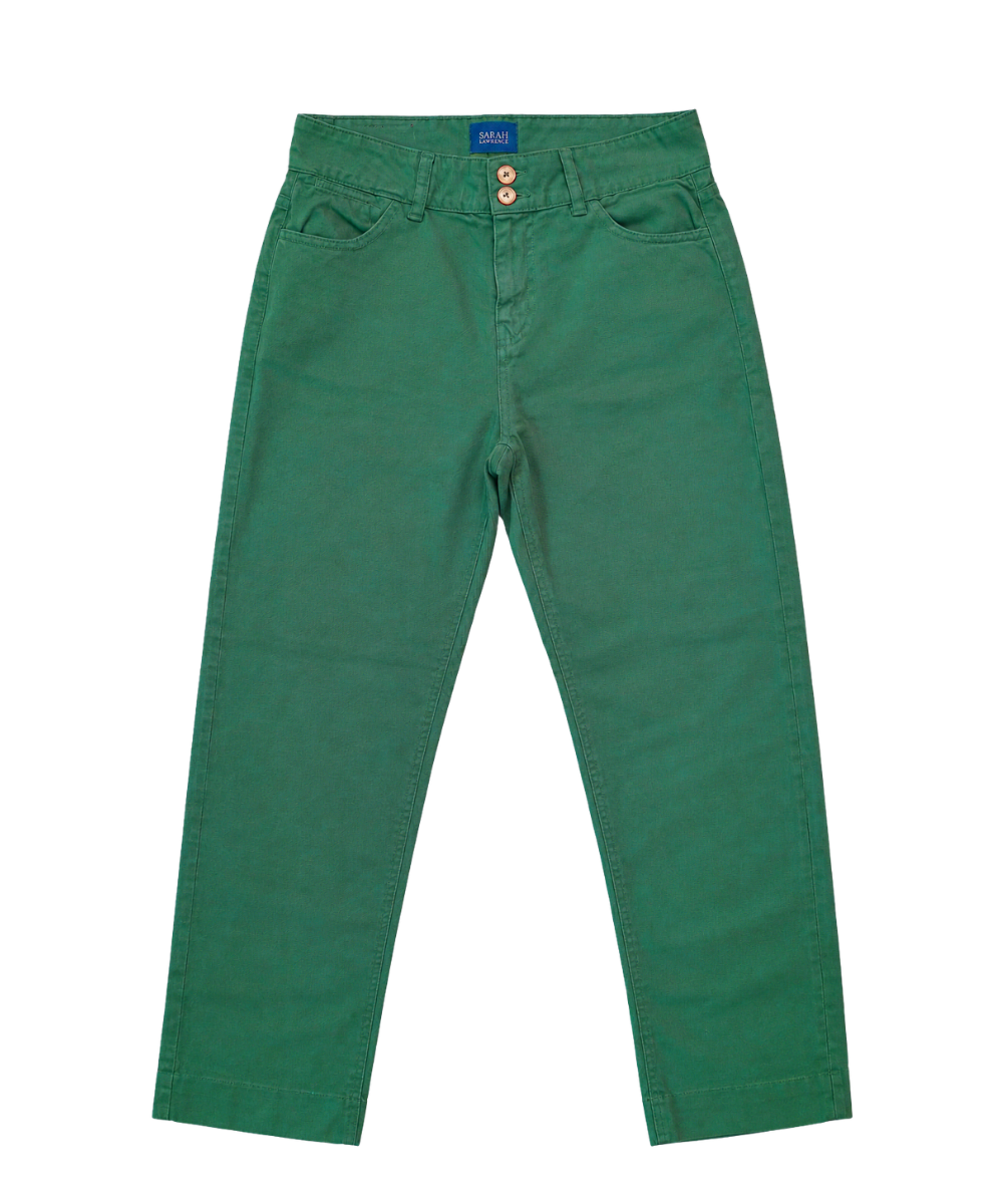 Women’s Green Double-Button Denim Pants