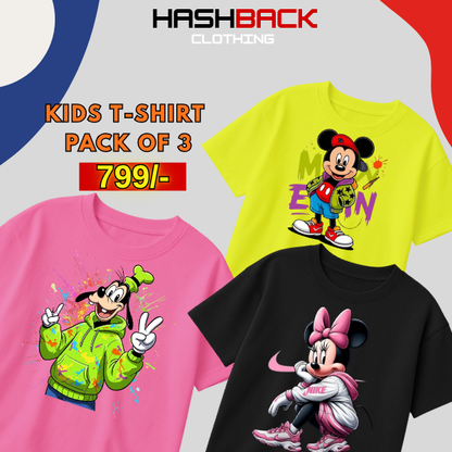 Pack of 3 Girls Printed T-Shirts