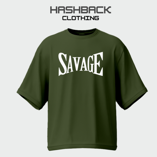 Hashback Drop Shoulder Tee SAVAGE (Olive) Oversized Streetwear Tee