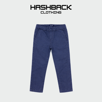 Kids Navy Cotton Pants - Soft Elasticated Straight Fit for Boys & Girls