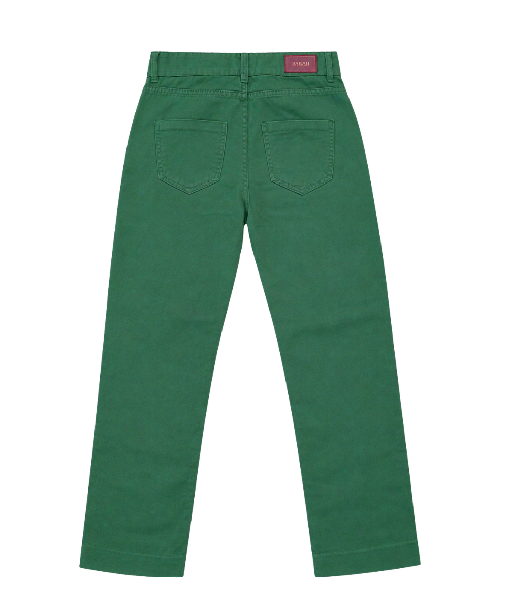Women’s Green Double-Button Denim Pants