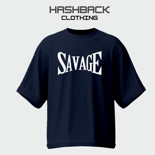 Hashback Drop Shoulder Tee SAVAGE (Navy) Oversized Streetwear Tee