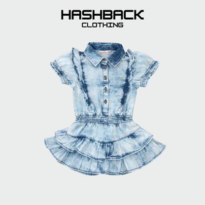 Girls Denim Frill Frock - Soft Fabric Dress