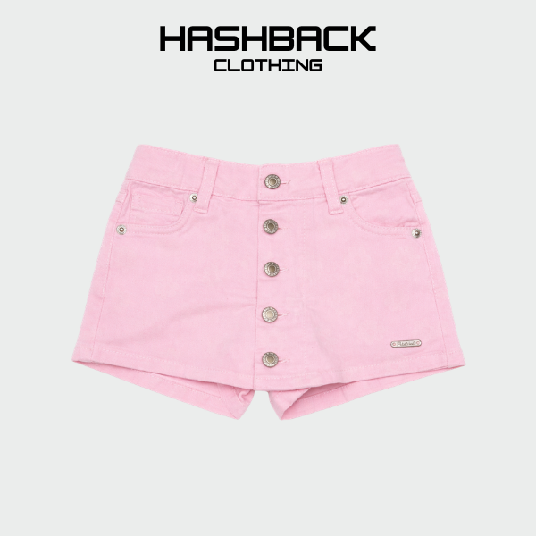 Girls Pink Denim Mini Shorts