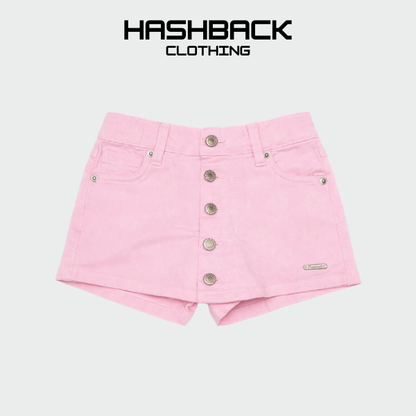 Girls Pink Denim Mini Shorts