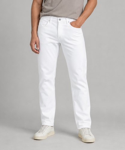 Men's White Regular Fit Denim Pant