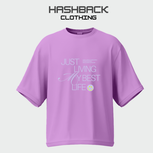 Hashback Drop Shoulder Tee Just living (lilac) Oversized Streetwear Tee for Women