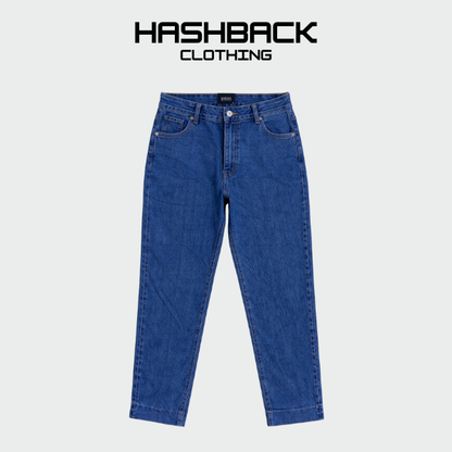 Women's Dark Blue Tapered Pants - Premium Denim Fit